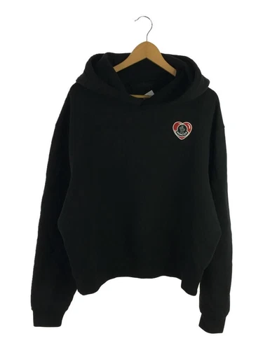 FELPA CON CAPPUCCIO MONCLER PARKER HEART POP OVER L COTONE NERO I2918G00044 CON SPORCO usata