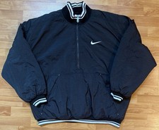 Vintage Nike Pullover Zip Jacket XL 90s Puffer Bomber Black White Fashion Swoosh