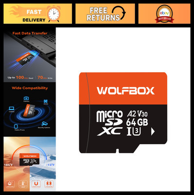 64GB MicroSD Card with SD Adapter, U3 A2 V30, 100MB/s Speed, 4K UHD Support, Das