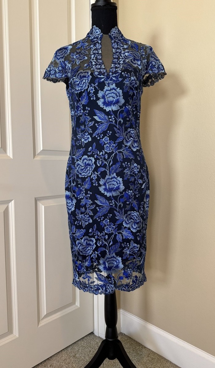 NWT TADASHI SHOJI Ankur Keyhole Floral Embroidered Tulle Dress