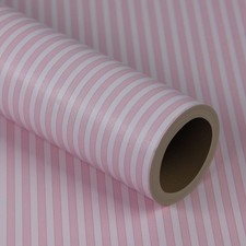 17.7" X 197" Pink and White Stripe Wallpaper Stick and Peel Contact Paper Self A