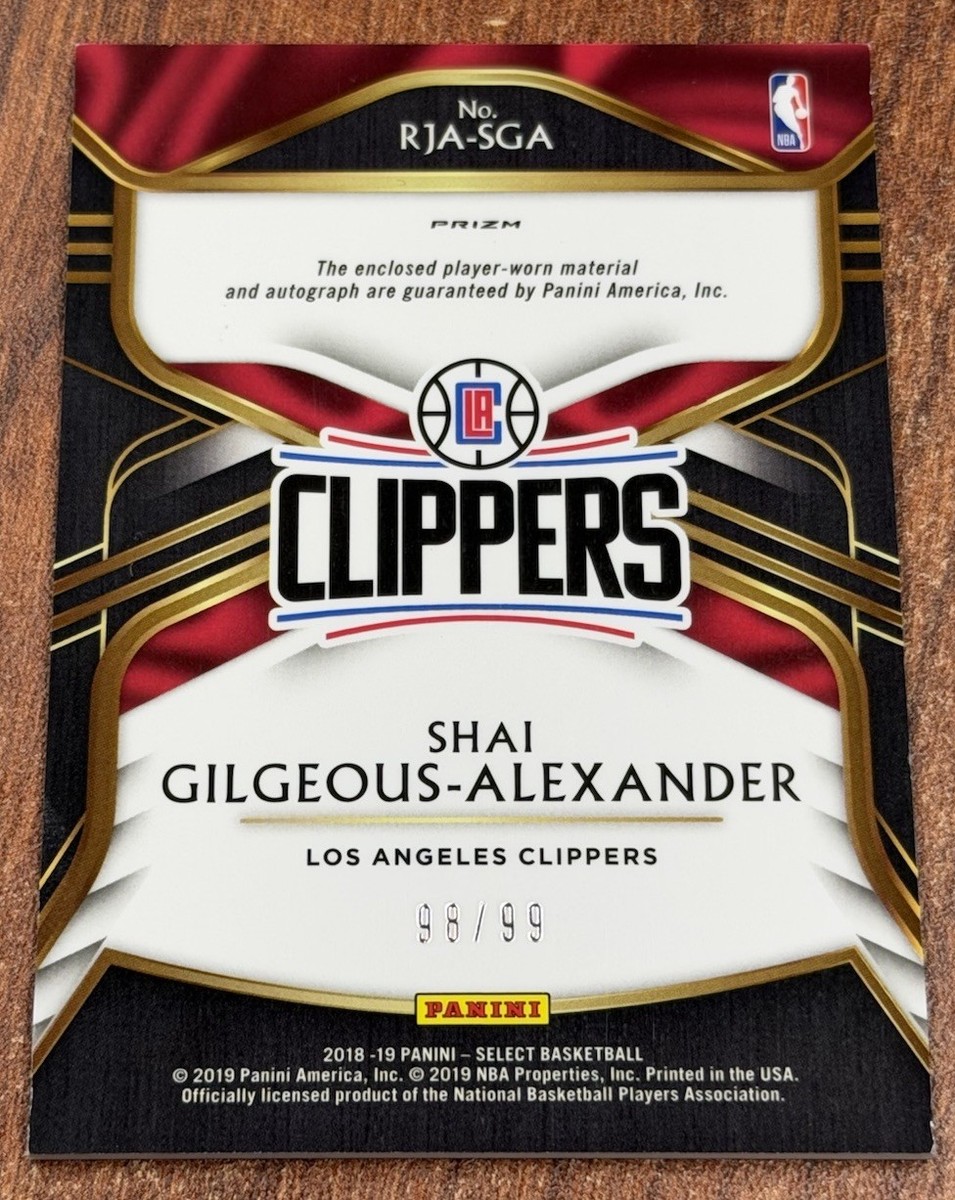 SHAI GILGEOUS-ALEXANDER 2018-19 SELECT ROOKIE JERSEY AUTO PURPLE 