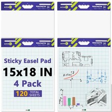 Mini Super Sticky Easel Pad, 15 x 18 Inches, 30 Sheets/Pad, 4 Pads, Self Stick F