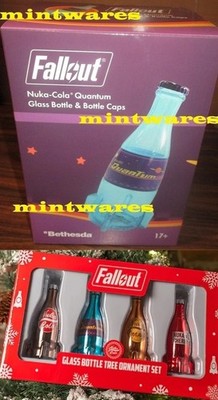 Fallout Quantum Bottle & Nuka Cola Glass Ornament Set NEW