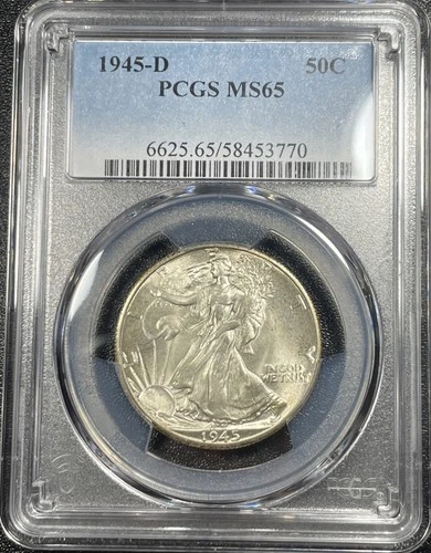 1945-D Walking Liberty Silver Half Dollar 50c PCGS MS65