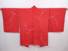 5927T07z560 Vintage Japanese Kimono Silk HAORI Red-Pink