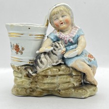 Conta & Boehme Late 19th Century Match Holder / Striker Girl With Cat Vgc