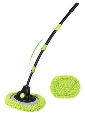 4 Sections Car Wash Brush with 15  Curved Aluminum Alloy Long 51.6", Green