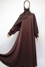 Dubai Abaya Closed Cuffed Flare Umbrella Abaya Muslim Modest Dress Choco Brown
