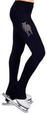 Ice Figure Skating Dress Practice Pants Trousers Leggings w/Rhinestone R269