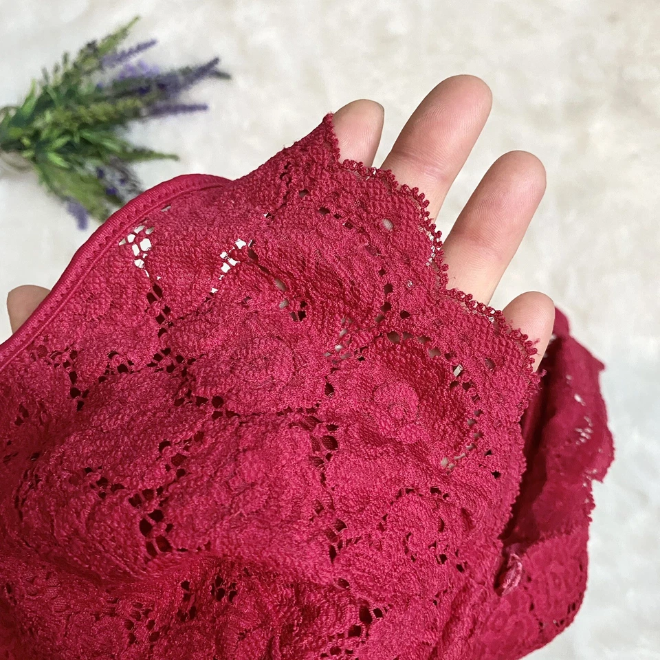 Sexy Camiseta Sujetador Playtex Vintage Años 90 Encaje Rojo Talla 36C Soporte con Aros Foto 2 de 4