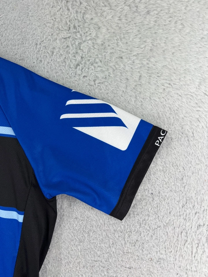 Pactimo Cycling Jersey Adult Medium Blue White Wescom 1/2 Zip Polyester Pockets - Image 2 of 4