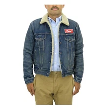Polo Ralph Lauren Boa Lined Denim Jean Jacket Coat with Patch - Denim -