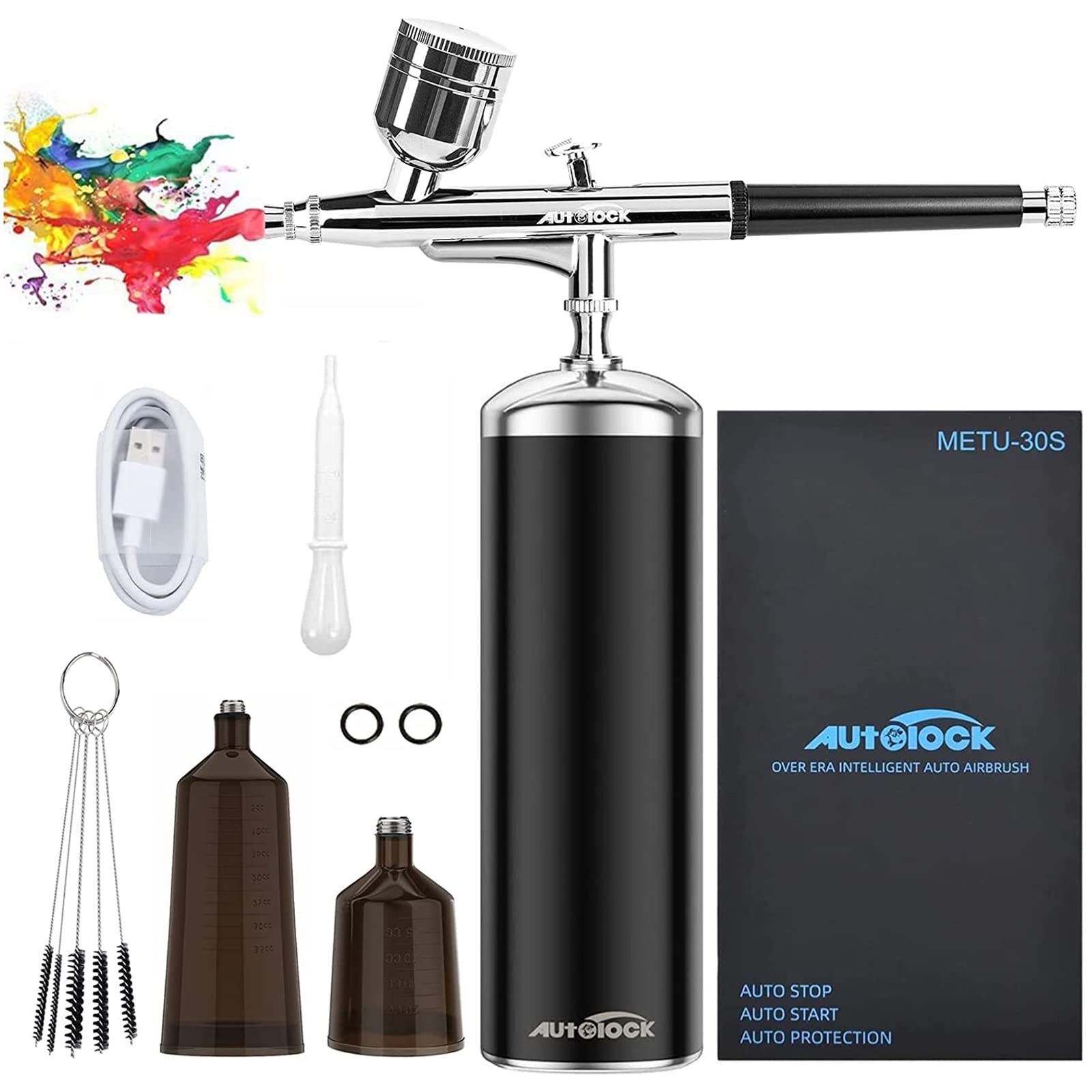 Upgraded Airbrush Kit with Air Compressor, Portable Cordless Auto Airbrush Gu...