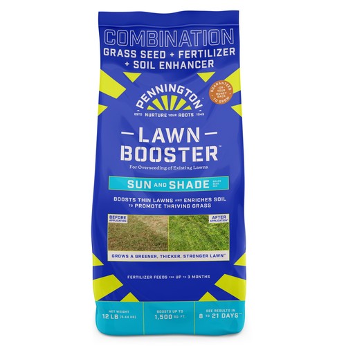 Lawn Booster Grass Seed and Fertilizer Mix, for Sun to Partial Shade, 12 lb.