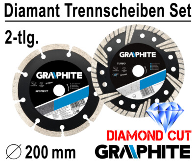 2 x Diamanttrennscheibe Diamantscheibe Nass Schneider Ø 200 mm x 25.4 mm TUR-SEG