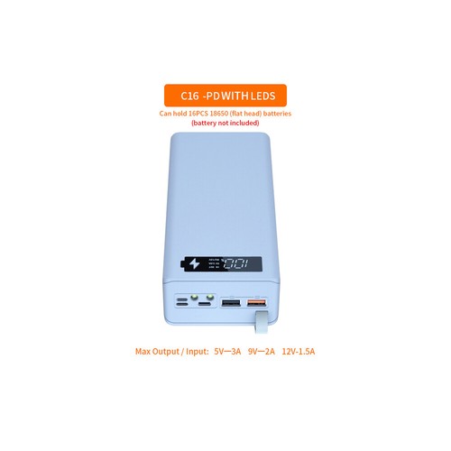 5W/10W Wireless Power Bank Case DIY Battery Box per 16 Slot 18650 Li-ion Battery - Picture 24 of 26