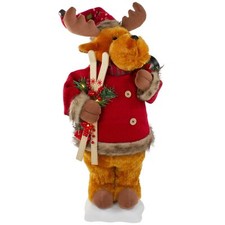 24" Lighted and Animated Musical Moose Christmas Figure Red Plastic