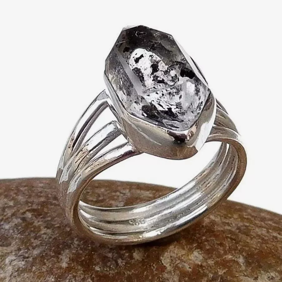 Herkimer Diamond 925 Sterling Silver ChristmasGift Ring Jewelry