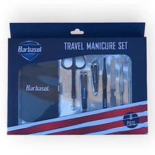 Barbasol 8 Piece Travel Manicure Set with Scissors Nail Clippers Nail File