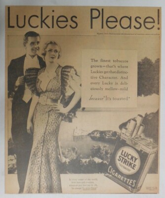 Lucky Strike Ad: Luckies Please !from 1933 Size: 10 x 12 inches