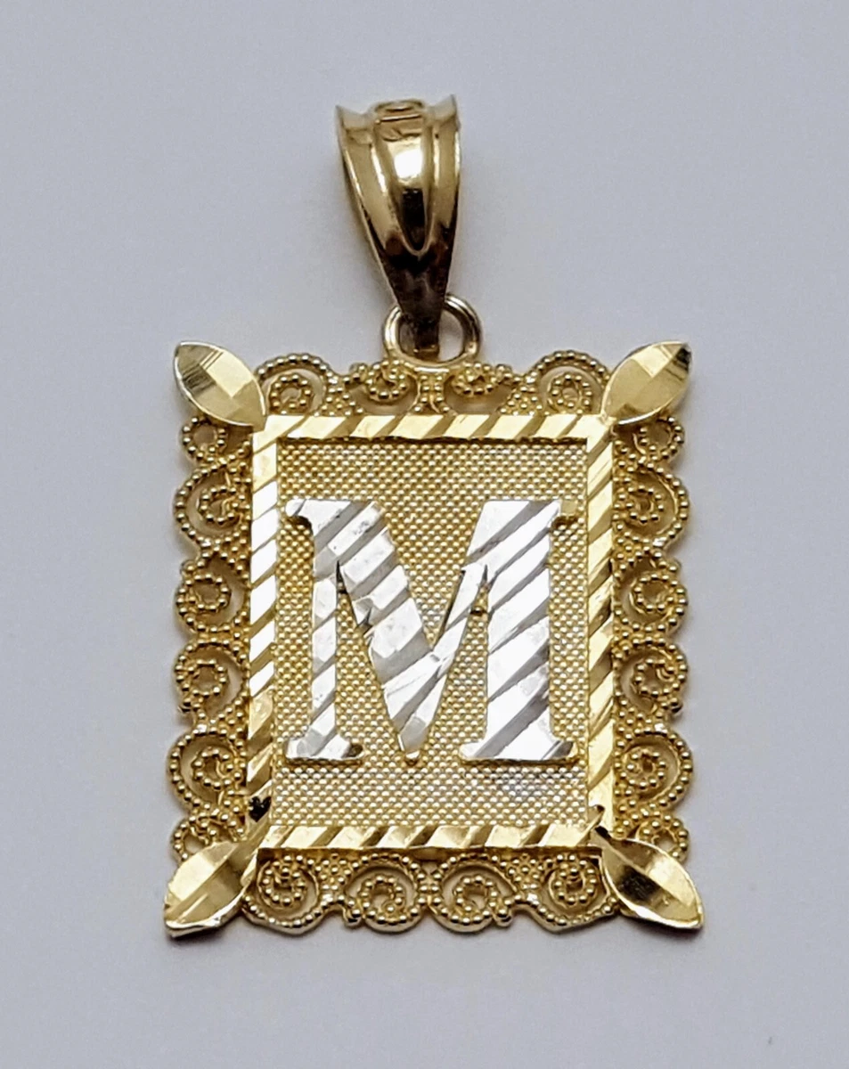 14k gold online square initial pendant