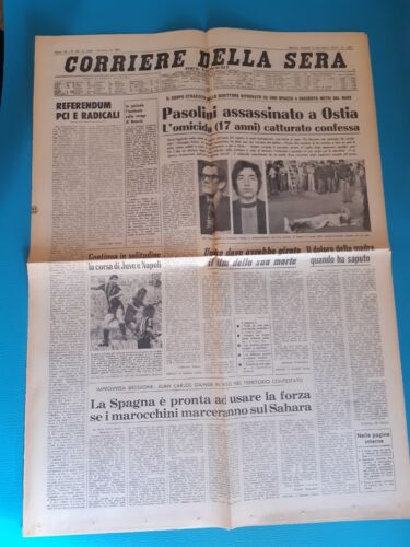 PIER PAOLO PASOLINI Corriere della sera 1975 Pino Pelosi Gadda 1,2,3,4 Pagina - Foto 1 di 7
