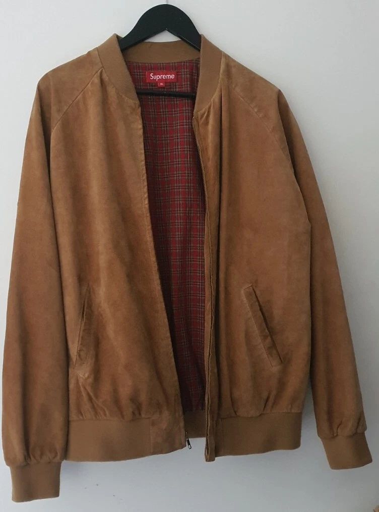 SS12 Supreme Suede Bomber Tan Jacket XL Leather Vintage 2012 Very