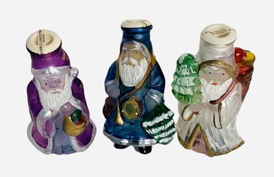 Vintage Old World Christmas glass light covers Old World Santa set of 3 NOS