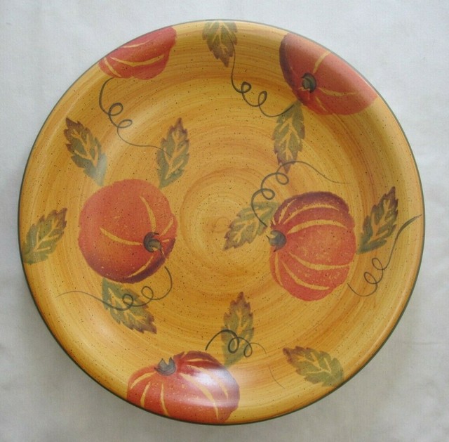 LARGE 15" CERAMIC PUMPKIN PLATTER - Halloween, Thanksgiving, Fall | eBay