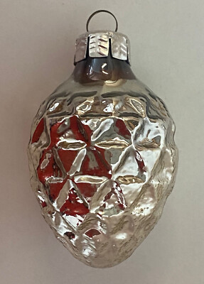 Alter Weihnachtsschmuck Christbaumschmuck Formteil Tropfen Zapfen Silber 6076/22