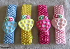 CLOSEOUT 3 3 3 3 NEW COLOR CROCHET GIRL'S STRETCH HEADBAND/ STRAWBERRY / 1 1/2 "