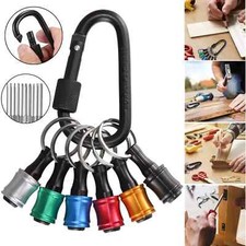 6Pcs 1/4" Hex Shank Quick Release Keychain Screwdriver Drill Bit Holder Bits Set