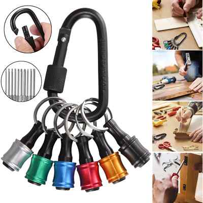 6Pcs 1/4'' Hex Shank Quick Release Keychain Screwdriver Drill Bit Holder Bits Set