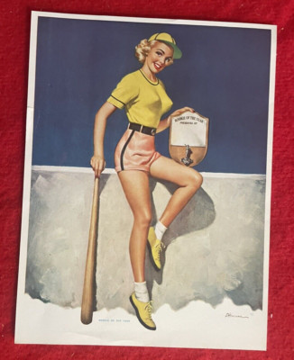 Vintage 1940s Edward D'Ancona Rookie Of The Year Pin Up Print 8.25'' x 11''  Nice