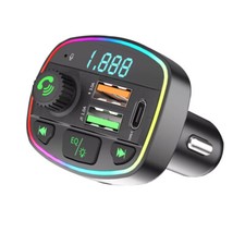 Car Wireless Bluetooth FM Transmitter MP3 Player Dual USB Type C Charger Adapter