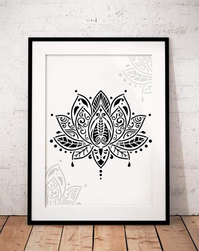 Lotus Flower Mandala Wall Stencil Template Boho Bedroom Decor 12 x 12 Inch - Picture 2 of 3