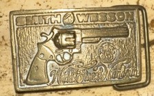 Vintage 1970s Smith And Wesson World Finest Handgun Belt Buckle Solid Brass