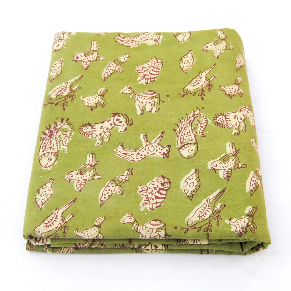 Material artesanal de tela 100 % algodón estampado animal bloque mano indio AB Foto 4 de 4