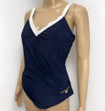 Vintage 90  s Liz Claiborne Swim Bathing Suit Blue One Piece Sz 14 L USA Nylon