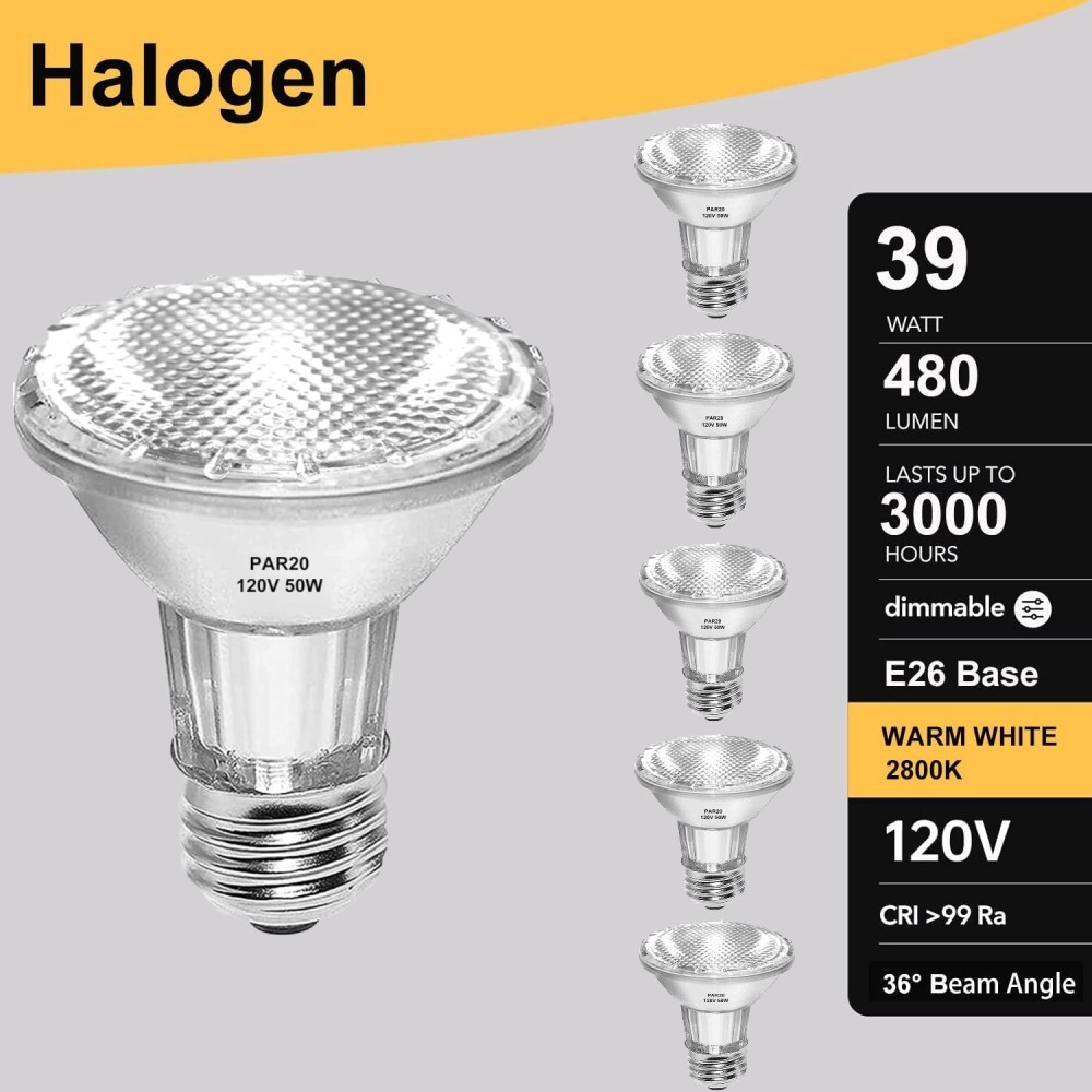 E26 LED Bulb Dimmable 50W Warm White Light 50W Halogen Equivalent 6Pack