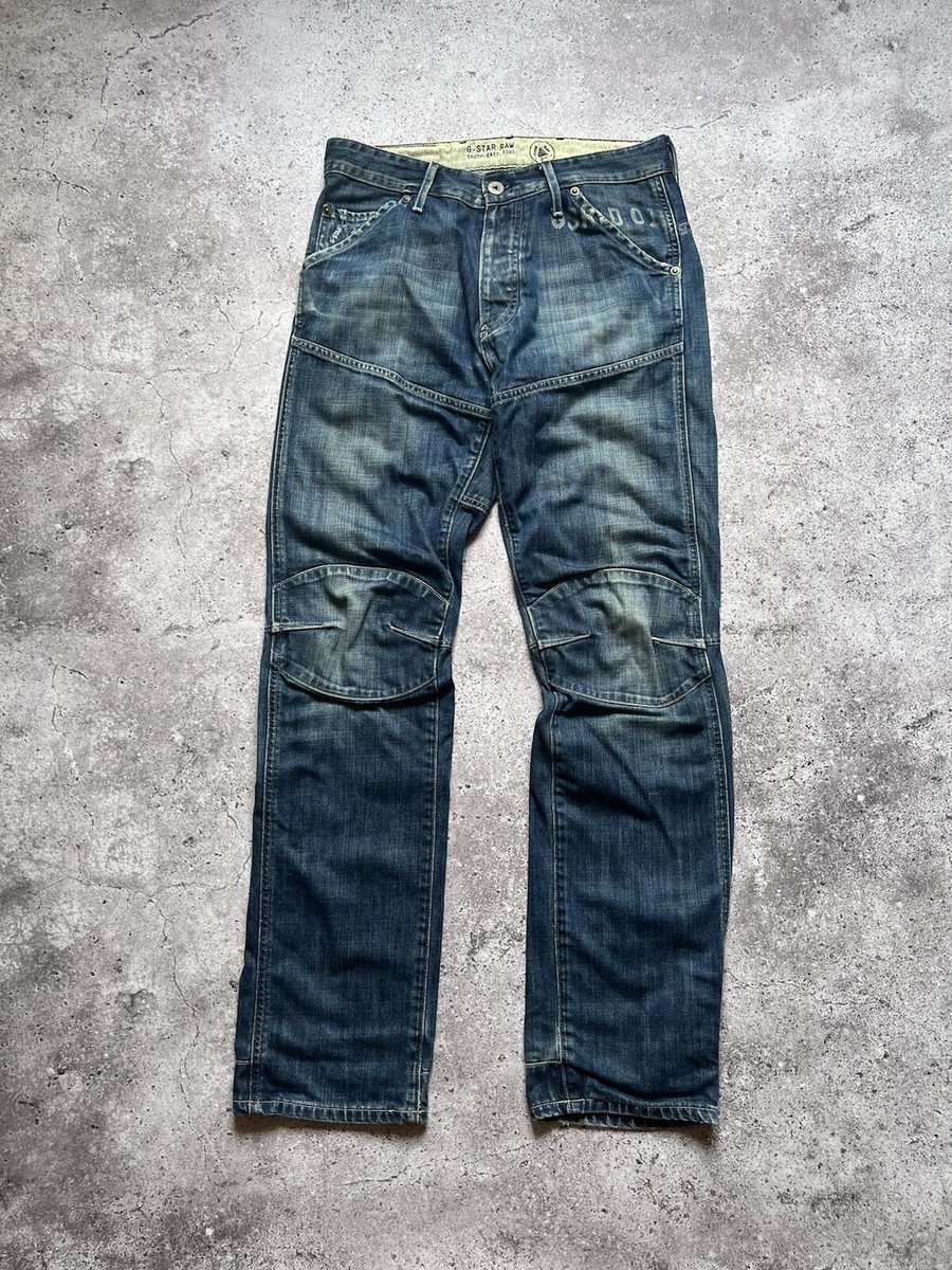 パンツ G-STAR RAW DENIM 34/32 G-Star Raw Men's Jeans Size 34x32 Blue Curved Leg Stone Wash