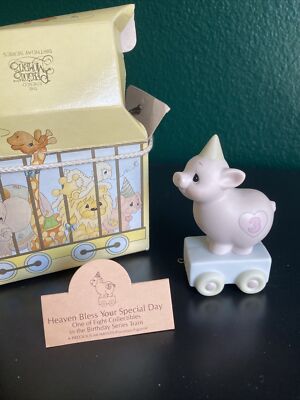 Precious Moments Birthday Train Heaven Bless Your Special Day Age 3 Pig 1985