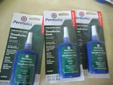 GETS THREE (3)  PERMATEX PENETRADING GRADE GREEN THREAD LOCKER GREEN 1.22fl oz