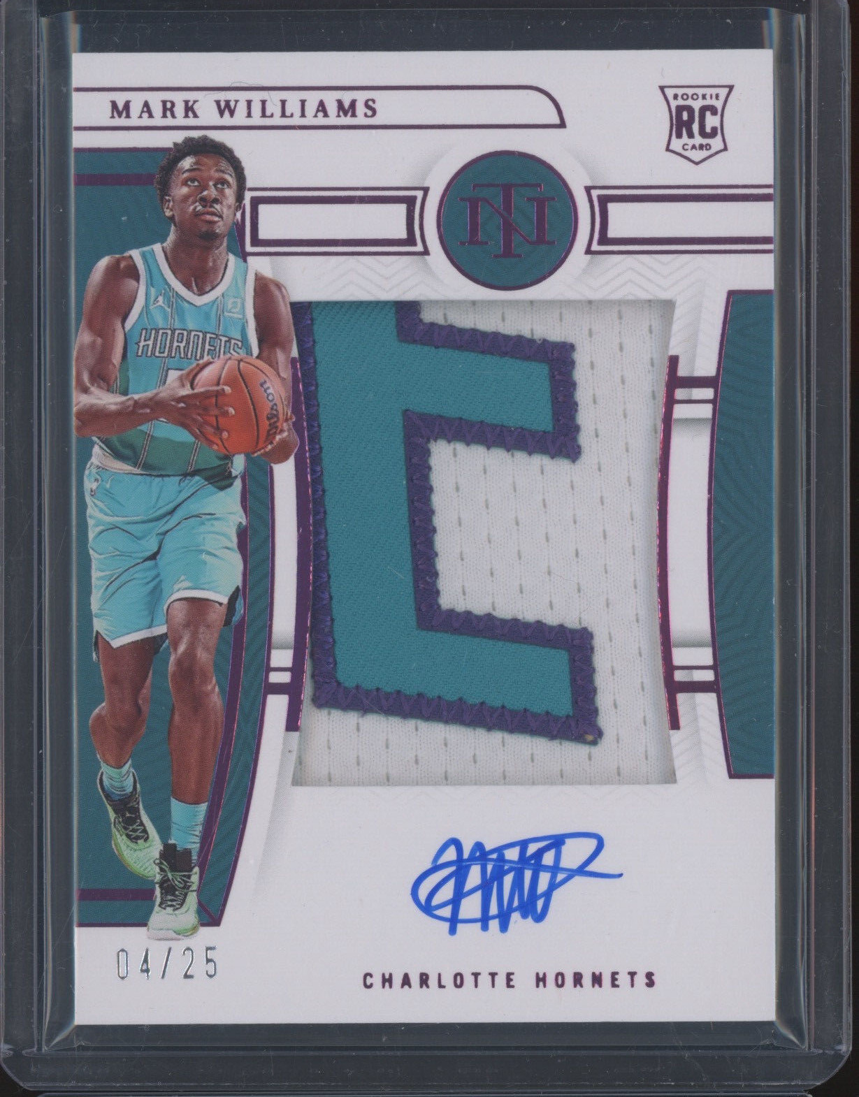 2022 National Treasures Pink RPA #115 Mark Williams 4/25 Auto Patch RC Rookie