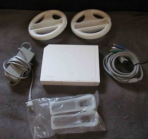 Nintendo Wii Console Bundle Rvl 001 Usa Power Cord 2 Wheels Connector Covers Ebay