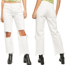 Free People We The Free Maggie Mid Rise Straight Jeans in Optic White Size 25