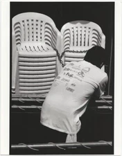 New York City Street Cafe Locks Plastic Chairs Studio 11x14 Gelatin Photo