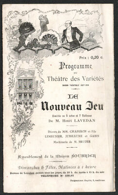Programm. Varieté Theater. Das neue Spiel. Lavedan. Albert Brasseur. 1898