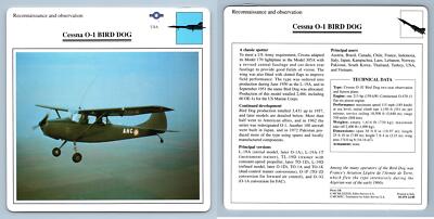 Cessna O-1 Bird Dog - Recon. & Obs - Warplanes Collectors Club Card